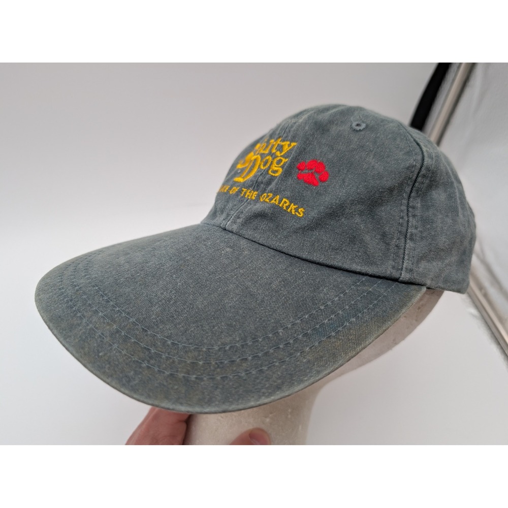 Adams Salty Dog Lake of the Ozarks Long Bill Hat Gray Cotton Leather Strapback